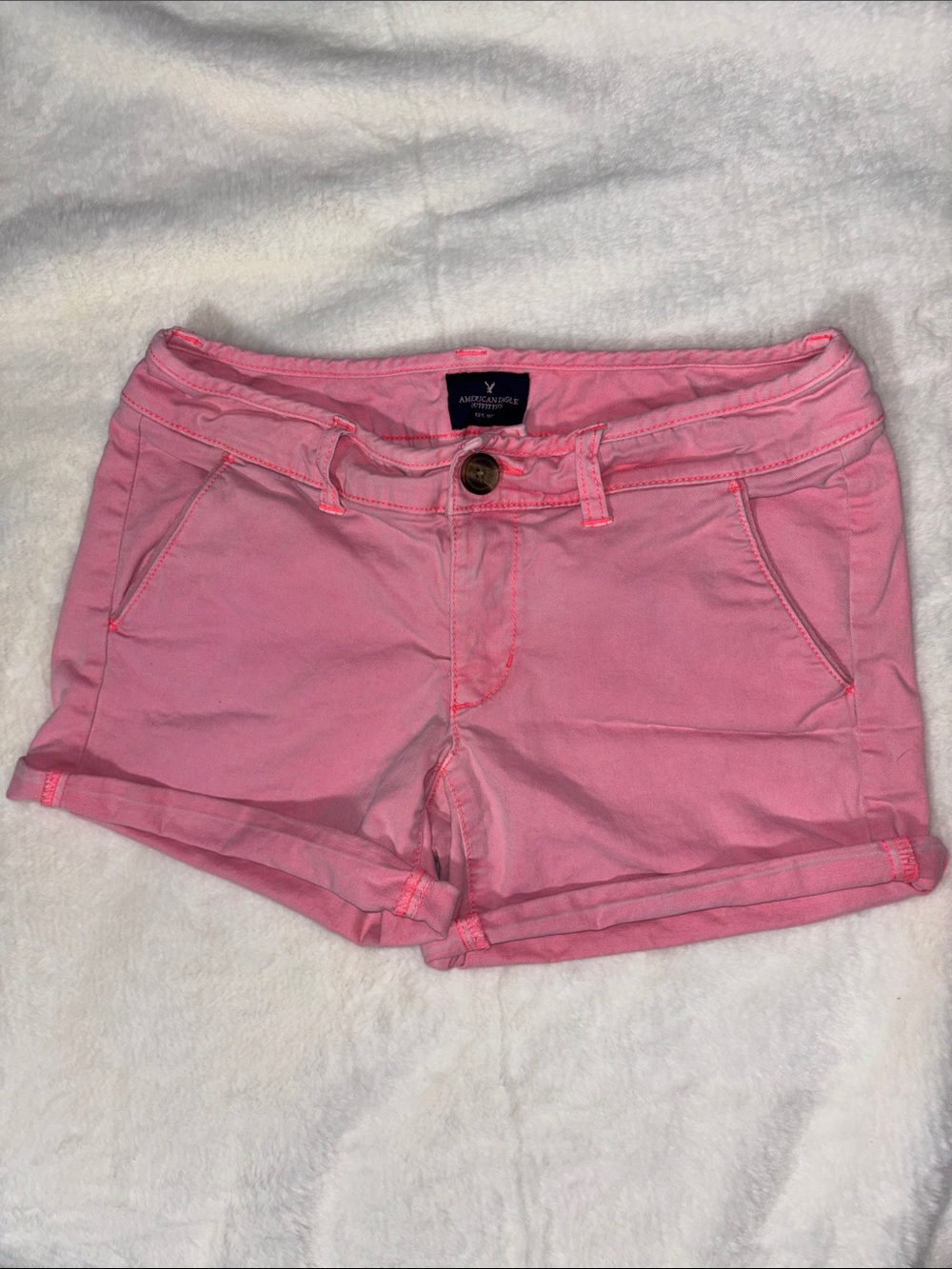 American Eagle Outfitters Pink Rolled-Hem Women's Jean Shorts